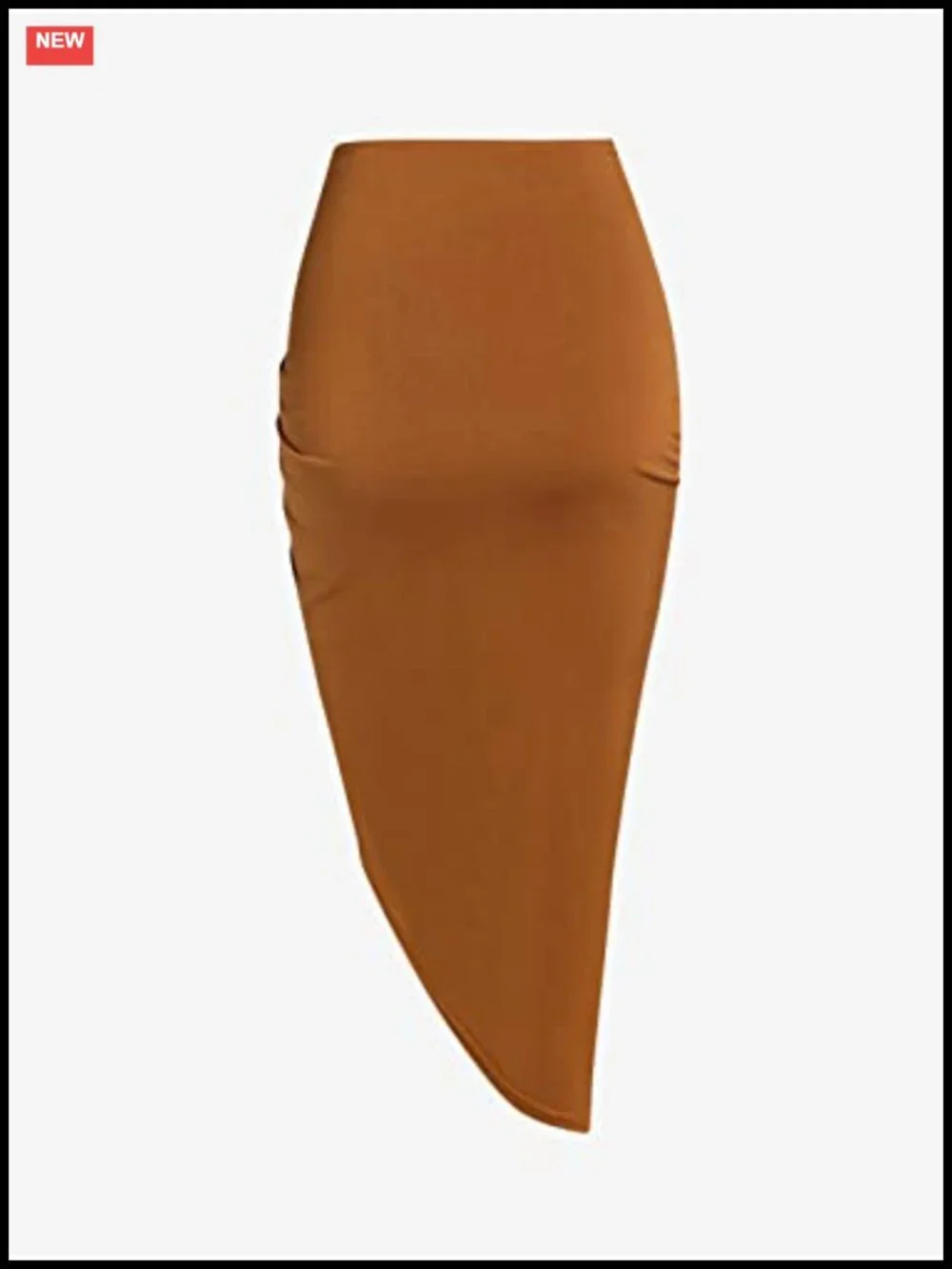 Asymmetrical High Waist Ruched Drawstring Skirt with Slit